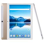 10.1 Inch Phablet Quad Core Phone Android 10 Tablet PC 2GB RAM 32GB ROM Storage Unlocked Dual Sim Card Slots, Bluetooth, GPS, 3G, WIFI, Resolution 1280X800 display IPS Screen (Gold)