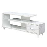 Convenience Concepts Seal II 1-Drawer TV Stand with Shelves, White Faux Marble