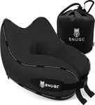 SNUGL Travel Pillow - Memory Foam Neck Cushion - Flight Pillow | Support Neck Pillow for Travel | Travel Neck Pillow for Airplane with Carry Bag & Clip | Flying Travel Essentials (Black - Regular)