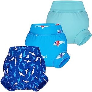 BIG ELEPHANT Baby Swim Diapers 3pcs, Reusable Adjustable Washable Waterproof Swimming Diaper for Boy's and Girl's, 12-24 Months