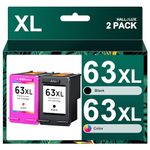 63XL Ink Cartridges Black and Color Replacement for HP 63 Ink 63XL 63 Ink cartridges for HP Printers OfficeJet 3830 4650 4655 5200 5255 Envy 4520 4510 4512 DeskJet 1112 2130 L0R46AN, Remanufactured