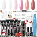 Gellen Poly Gel Nail Kit - Poly Gel Kit Clear White Peach Series 6 Colors with Slip Solution Base & Top Coat, Nail Extension Gel for Professional Starter Home Gel Manicure Set All-in-One