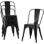 Metal Chairs Set of 4 Stackable Cha