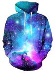 Kinberr Galaxy Sweatshirts for Men Women Novelty Pullovers Hoodies 3D Cool Casual Hoodies with Pocket for Outwear