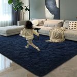 HOMORE Navy Rugs for Living Room, 5x8 Feet Fluffy Area Rug Modern Shag Rugs for Bedroom, Soft Blue Rugs for Kids Room, Cute Rugs and Carpets for Toddler Nursery Home Dorm Decor