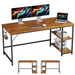 JOISCOPE Computer Desk, Latop Table for Home-Office, Study Table with Wooden Shelves, Industrial Table Made of Wood and Metal, 60 * 24 Inch (Vintage Oak Finish)