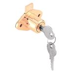 Prime-Line U 9947KA Diecast Drawer and Cabinet Lock, Fits 7/8 Inch Max Panel Thickness, Brass Plated, Set of 1