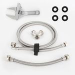 Steam Dryer Hose Kit 6 Feet Braided Stainless Steel Hoses With 90 Degree Elbow, 3/4 Inch Fht Fill Hose Steam Dryer Installation Kit