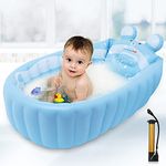 relaxing baby Inflatable Baby Bath Tub, Small Bathtub Seat for Baby Sitting Up, Portable Bathtub Chair for Baby Girl Travel Tub Accessories with 2 Funny Bath Toys & Air Pump for Newborn - 6 Years old.