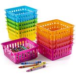 Prextex Classroom Storage Baskets - Crayon and Pencil Container, Plastic Organizers for Classroom Desks, Shelves, and Tables, Storage Basket for Crayons, Pencils, & More, Office & Home Desk Organizer