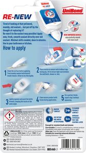 UniBond Re-New Sealant, White, 80ml – Easy Silicone Joint Refresher