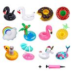 Inflatable Drink Holder, 12 Pack Inflatable Floating Drink Cup Floaties with Free Air Pump for Summer Swimming Pool Party Fun Kids Bath Toys Shower