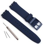 Replacement Waterproof Silicone Rubber Watch Strap Watch Band for Swatch (17mm 19mm 20mm) (17mm, Navy Blue)