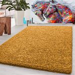 BPIL Soft Anti-Skid Large Small Shaggy Area Rug Mustard Color Thick Pile Shaggy Rug 120x170cm