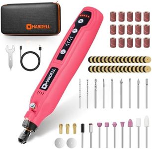 HARDELL Mini Cordless Rotary Tool, 5-Speed 3.7V Rechargeable Rotary Tool Kit with 69 Accessories, USB Charging Multi-Purpose DIY Tool for Sanding, Polishing, Drilling, Engraving(Pink 69pcs)