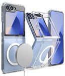 Ringke Fusion Magnetic [Compatible with MagSafe] for Samsung Galaxy Z Flip 6 Case Cover Transparent Non-Slip Hard PC Shockproof TPU Bumper Protective Phone Case for Z Flip 6 Back Cover - Clear