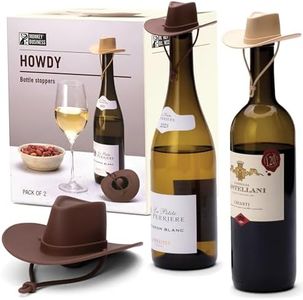 Monkey Business Silicone Wine Stoppers, Fun Cowboy Hat cap seals bottle and keeps wine fresh, Cute Wine Accessories, Novelty Kitchen Gadgets, Pack of 2 Howdy Bottle Stoppers