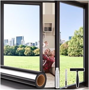 Coavas One Way Privacy Window Film with 3 Tools, Reflective Mirror Home Window Tint See Out Not in Sun Blocking Window Security Clings Self-Adhesive Daytime Privacy House Window Cover,17.5x78.7in