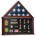 Large Burial Flag Display Case Veteran Military Medal Shadow Box Fits 5' x 9.5' Folded American Funeral Flag Wooden Memorial Display Frame Gift for Collectors, Grandfathers, Fathers, Comrade-in-arms