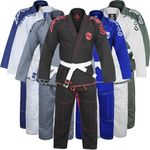 Brazilian Jiu Jitsu Gi BJJ Gi for Men Grappling gi Uniform Kimonos Light, Preshrunk, with White Belt, Black, A4