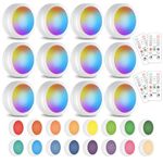 Wireless 16 Color Changing LED Puck Light 12 Pack LED Under Cabinet Lighting Closet Light Battery Powered Night Lights with Remote Control Dimmer & Timing Function