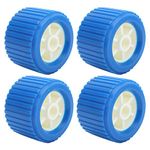 Srum Boat Ribbed Wobble Roller, 4Pcs 3 Inch Wide x 4.3 Inch OD Boat Trailer Rollers, PP High Temp Resistant Boat Trailer Ribbed Wobble Roller Kits for Boat Yacht Trailer