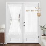 HOMEIDEAS Non-See-Through French Door Curtains for Front Door, Privacy Semi Sheer Door Window Curtains, Rod Pocket Light Filtering Door Covering with Tieback, (1 Panel, White, 54W X 72L)