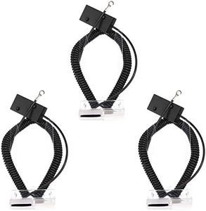 [3 Pack] Universal Coiled Security Cable - Box Cutter or Remote Control Tether Security Cable Leash with Hook and Loop Fastener Tape and Double-Sided Tape - Stretches up to 10 feet - Anderic - CBL01