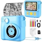 Instant Print Camera, Kids Camera Digital Camera 1080P HD Photo and Video Recording with 32G SD Card, 3 Rolls Photo Paper for Age 6-12 Boys and Girls Birthday Chirstmas Gifts (Blue)