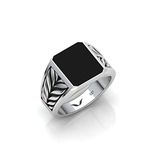 Vitra jewellery Natural Black Onyx Gemstone Ring, Balerion Ring Pure silver 925 silver for Men/Boys from (US 9.25)