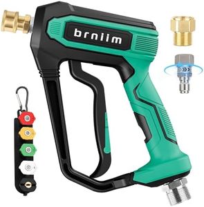 Short Pressure Washer Gun Pro - 5000 PSI/10.5 GPM Heavy-Duty Power Washer Gun w/ 5 Nozzles & 360° Anti-Kink Swivel-3/8 & 1/4" Quick Connect Compatible Foam Cannon/Dual Connecto/Car Wash Kit