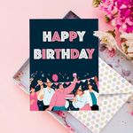 Party Propz Happy Birthday Card with Envelope | Birthday Card for Friend | Birthday Cards for Boyfriend | Birthday Card for Sister | Happy Birthday Note Card (1pc) (Cardstock) (Multicolour)