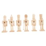 Paintable Figurines Nutcracker Figures 6Pcs Unfinished Wood Nutcracker Ornaments Wooden Soldier Doll Wooden Nutcracker Puppets FiguresNew Year for Kids Nutcracker Puppet Gpk