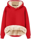Flygo Men's Winter Warm Sherpa Lined Crewneck Sweatshirt Fleece Pullover Tops (X-Small, 02 Hooded Red)