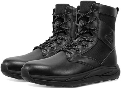 Soulsfeng Black Leather Tactical Boots for Men 12 Lightweight Side Zipper Outdoors Combat Hiking Desert Military Work Boots