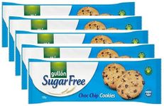 Gullon Sugar Free Chocolate chip 150g biscuits cookies Pack of 5, Healthy choice for diabetic, Gift for family and friends with zamfoods (1 Bundle)