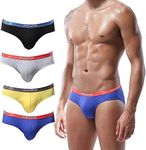 HOOFESAN Mens Modal Microfiber Underwear Briefs Low Rise Support Brief Elastic Waistband Briefs Underpants 4 Pack