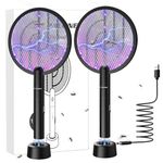 PALONE 2 x Electric Mosquito Racket, 4000 V with USB Rechargeable LED 2-in-1 Electric Mosquito Racket, 3-Layer Mesh Protection, Suitable for Home Garden Camping Indoor and Outdoor