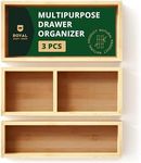 ROYAL CRAFT WOOD Luxury Bamboo Drawer Organizer Storage Box, Bin Set - Multi-Use Drawer Organizer for Kitchen, Bathroom, Office Desk, Makeup, Jewelry