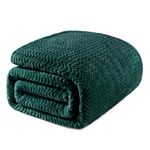 Exclusivo Mezcla King Size Flannel Fleece Blanket, 230x265 CM Bed Blankets, Soft Jacquard Weave Wave Pattern Velvet Plush Blanket for Bed, Forest Green Blanket