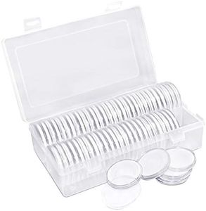 SourceTon Set of 60, Coin Capsules (46mm) with Foam Gasket, Coin Holder Storage Container with Storage Organizer Box for Coin Collection Supplies