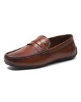 Monte Carlo Mens Tan Solid Slip on Genuine Leather Loafers (201804FW-1-7)