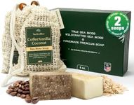 TrueSeaMoss Detoxifying Sea Moss Soap - All-Natural Soap with Coffee Vanilla Coconut & Oatmeal Honey - Gentle on Sensitive Skin for Face and Body Use, Gift for Men & Women