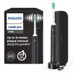 Philips Sonicare 3100 Electric Toothbrush, Sonic Toothbrush, Pressure Sensor and Timer, Travel Case, Black, HX3673/14