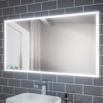 Pebble Grey™ Diaz Illuminated LED Bathroom Mirror built-in Shaver Socket and Heated Demister Mirror Pad | 1200 x 600mm | Motion Sensor Switch