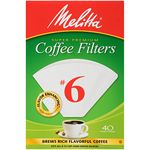 MELITTA Natural White #6 Cone Filters, Cone Coffee Filters, Replacement Filters, Coffee Maker Filters, 40 Count