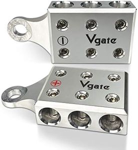 Vgate 6x1/0 AWG Gauge Post Battery Terminals, for Lithium or AGM Lead Acid Battery with Bolt Down Ends or Threaded Studs, M10 or 3/8”-16