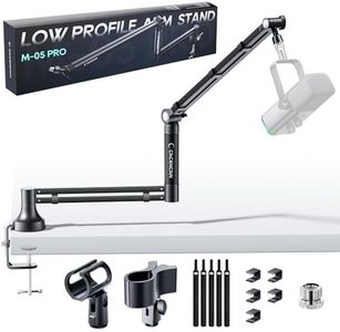 Low Profile Mic Arm, 360° Rotatable Microphone Boom Arm Mic Stand for Fifine AM8 K669B Blue Yeti HyperX shure sm7b SoloCast AT2020, with Mic Clip 3/8" to 5/8", Black