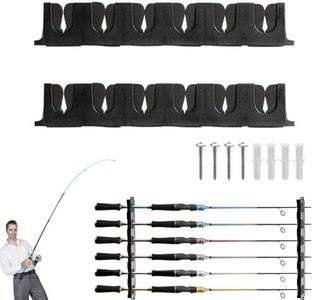 XMANX 2 Pack Horizontal Fishing Rod Holders for Garage, Fishing Pole Holders to Hold 6 Rods, Wall Mounted Fishing Rod Rack, Kayak Fishing Pole Storage Holder and Rack