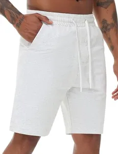 THE GYM PEOPLE Men's Lounge Shorts with Deep Pockets Loose-fit Jersey Shorts for Running,Workout,Training, Basketball Heather White